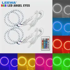 LEEWA 4x80 мм Автомобильный RGB Многоцветный светодиодный светильник Angel Eyes Halo Ring Light Kit с беспроводным пультом дистанционного управления для FIAT Grande Punto #CA1090